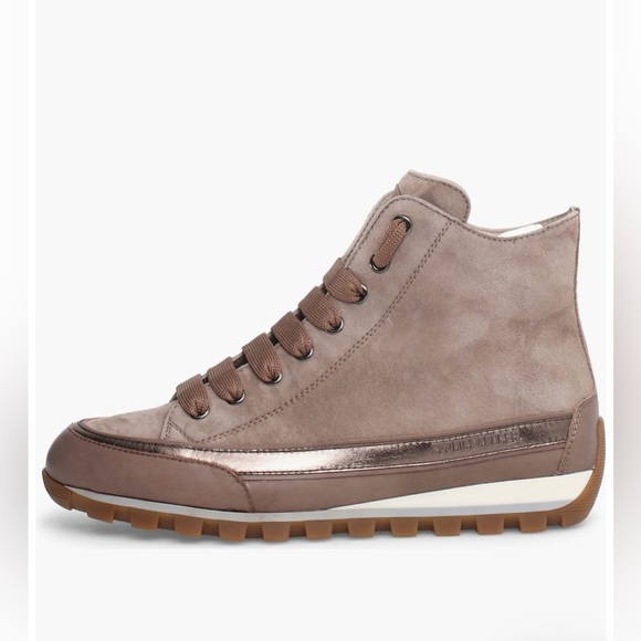 NWT Candice Cooper Janis Strip High Top Sneaker in Taupe - Picture 1 of 14